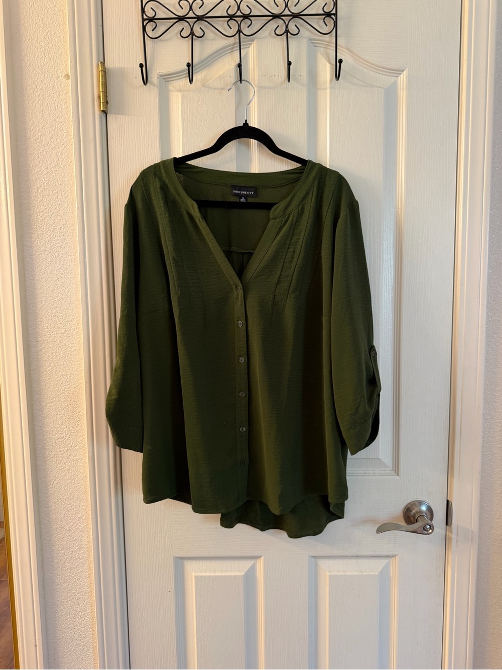 Women’s Olive Green Button-Down Blouse by Signature Studio